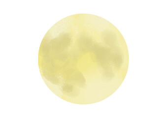 Vector illustration material of "full moon" like a watercolor painting　水彩画のような「満月」のベクターイラスト素材