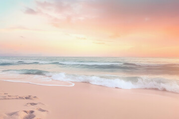 Fototapeta na wymiar Ocean sunset background in pastel pink gradient colors. . Generative AI