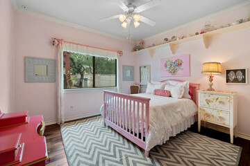 little girl's pink bedroom 