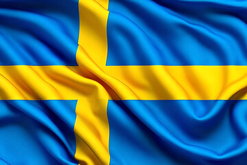 the Swedish flag gracefully waving in the wind