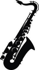 Saxophone Logo Monochrome Design Style
