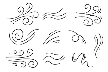 Fototapeta premium doodle wind illustration vector hand drawn style isolated on white background.