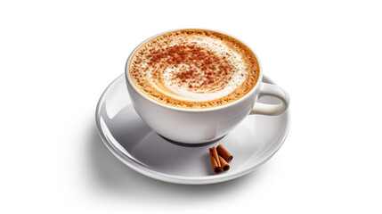 Cup of cappuccino isolated on a white background created with Generative AI 