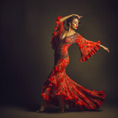 Spanish Woman Dancing Flamenco Background Cover Journal Digital Art  - obrazy, fototapety, plakaty