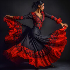 Beautiful Spanish Woman Dancing Flamenco Background Cover Journal Digital Art  - obrazy, fototapety, plakaty