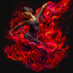 Spanish Woman Dancing Flamenco Background Cover Journal Digital Art 
 - obrazy, fototapety, plakaty