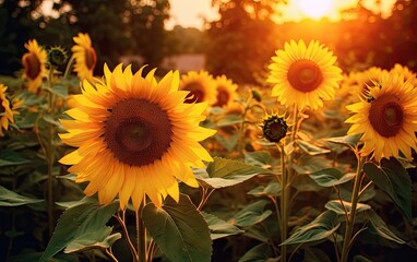 sunflowers in garden Generative AI