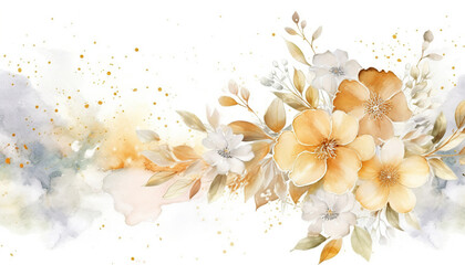 golden floral watercolor background. perfect for invitation design