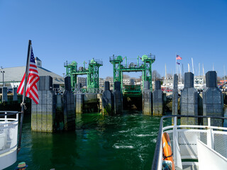 Ferry leaving the dock in Rockland Harbor on the ferry to Vinalhaven Island