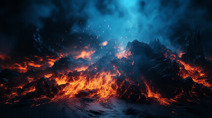 Incandescent lava created with Generative AI Technology