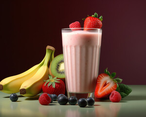 Mixed fruit smoothie created with Generative AI Technology