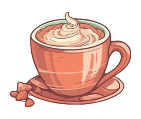 Mocha latte in pottery mug