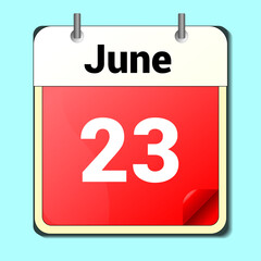 day on the calendar, vector image format, June 23