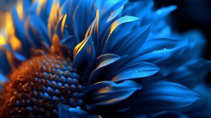 Azure Petal Glow: Embracing the Golden Flourish created with Generative AI Technology