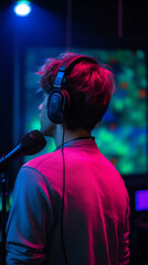 Rhythm and Soul: A Male Vocalist in the Studio created with Generative AI Technology