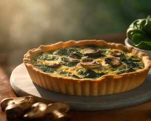 Spinach and Mushroom Quiche created with Generative AI Technology