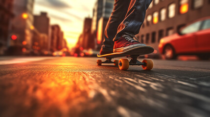 Feet on Urban Terrain on skateboard created with Generative AI Technology