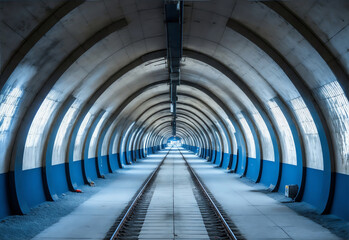 Emplty long train tunnel from Generative AI