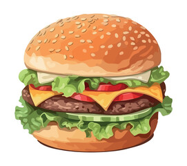 Grilled cheeseburger meal with fresh tomato salad