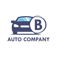 Letter b with car  template illustration. Fonts for event, promo, logo, and poster. Alphabet label symbol for branding and identity.