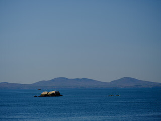 Rocky ledges at low tide make the Bay Area between Rockland Harbor and Vinalhaven Island Maine a dangerous route