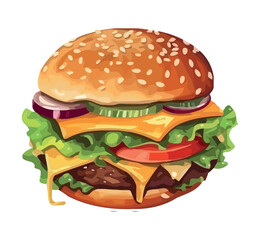 Grilled cheeseburger meal with salad