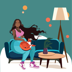 Pregnant woman, concept vector illustration in cute cartoon style, health, care, pregnancy. Vector illustration