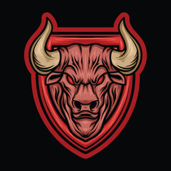 Bull Buffalo Esport Logo Vector Graphic Design illustration Vintage Badge Emblem Symbol and Icon