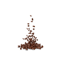 flying coffee beans isolated on transparent background