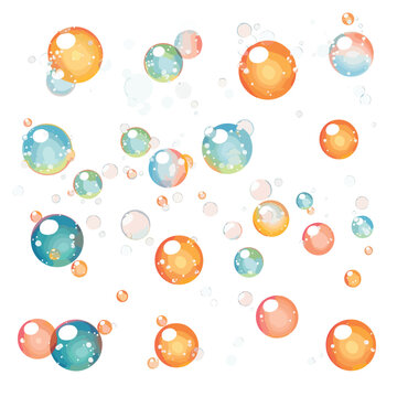 Soap Bubbles Set Vector Isolated On White