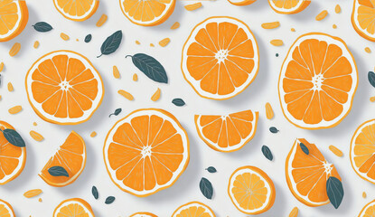 Slices of oranges, 3d art seamless pattern design from Generative AI