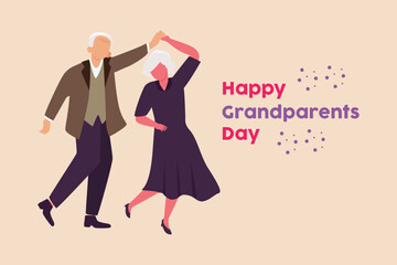 Obraz na płótnie Canvas Happy Grandparent with children and grandchildren. Grandparents day concept. Flat vector illustration isolated.