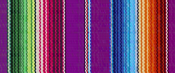 Realistic mexican blanket stripes seamless horizontal pattern. Colorful ethnic mexican fabric pattern. Poncho