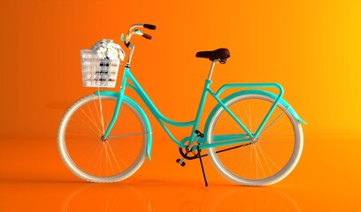 Obraz premium City bike. Vintage style bicycle. Set includes lettering and silhouette shape. Isolated 3d rendering design for all backgrounds.