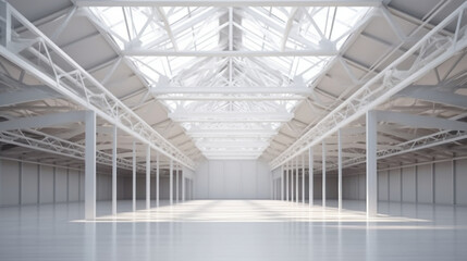 Empty exhibition center with truss. backdrop for exhibition stands Generative AI