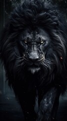 Dark Majesty: Unveiling the Power and Beauty of a Black Majestic Lion, generative ai