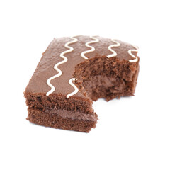 Delicious chocolate sponge cake isolated on white