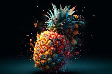 pineapple, abstractions, colorful collisions,explosion  Generative AI