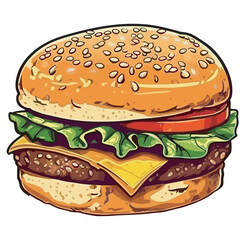 Grilled cheeseburger meal with fresh veggies