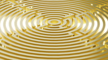 realistic 3D gold circle maze with a luxury and shiny theme