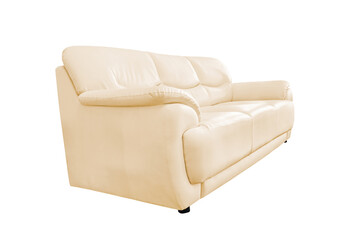 Cream leather sofa.