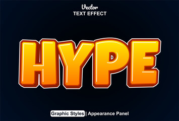 hype text effect with orange graphic style and editable.