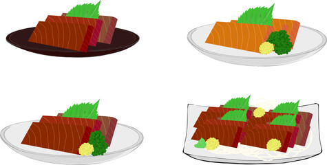 マグロの赤み・サーモンの刺身のイラスト