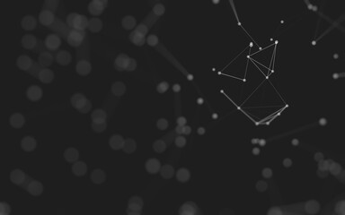 Abstract background. Molecules technology with polygonal shapes, connecting dots and lines. Connection structure. Big data visualization.