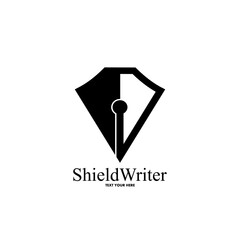 Shield writer vector logo template. This design use pen and shield symbol. Suitable for publisher.