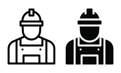 Construction worker icon with outline and glyph style.