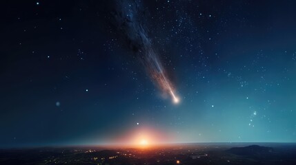 Obraz na płótnie Canvas Beautiful Night Sky Meteor Galaxy Nature Landscape Wallpaper Generative AI