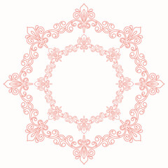Elegant vintage vector ornament in classic style. Abstract traditional pink ornament with oriental elements. Classic vintage pattern