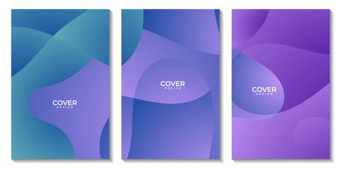 set of flyers with abstract arts  colorful wave background