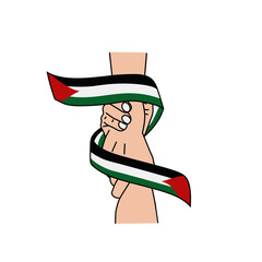 illustration vector of two hand and paletine flag for freedom campaign 